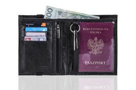 Black leather wallet / passport holder SOLIER SW07