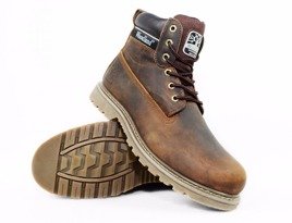BROWN GENUINE LEATHER WALKING BOOTS