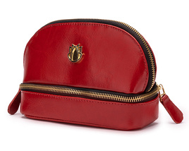 Elegant genuine leather women's beauty bag FK02 Solier red