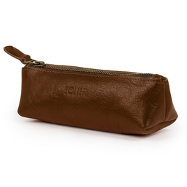 Leather pencil case Solier SA51 dark brown