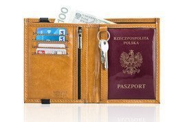 Light brown leather wallet / passport holder SOLIER SW07