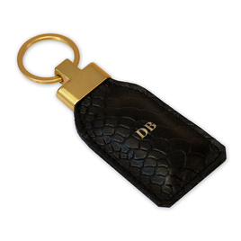 Personalised leather key ring Solier SA30 black snake