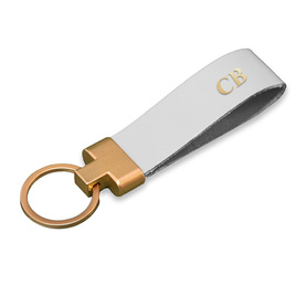 Personalised leather key ring Solier SA30 grey