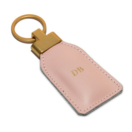 Personalised leather key ring Solier SA30 powder pink