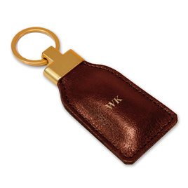 Personalised leather key ring Solier SA30 vintage brown