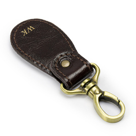 Personalised leather key ring Solier SA59 dark brown