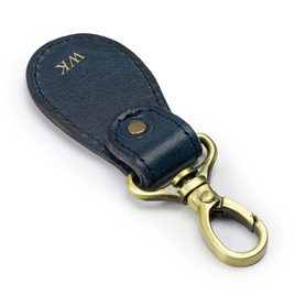 Personalised leather key ring Solier SA59 navy