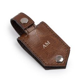 Personalised leather key ring Solier SA60 vintage brown