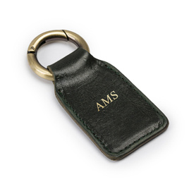 Personalised leather key ring Solier SA61 green
