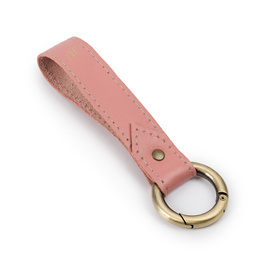 Personalised leather key ring Solier SA61 pink