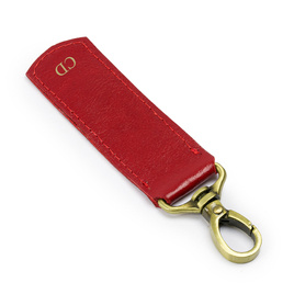 Personalised leather key ring Solier SA62 red