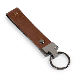 Personalised leather key ring Solier SA63 navy