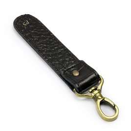 Personalised leather key ring Solier SA64 black snake
