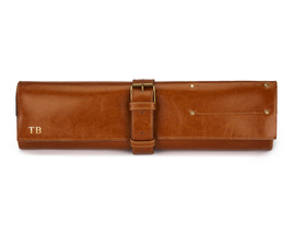 Personalised leather knife case Solier SA44 vintage brown