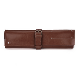 Personalised leather knife case Solier SA44 vintage brown