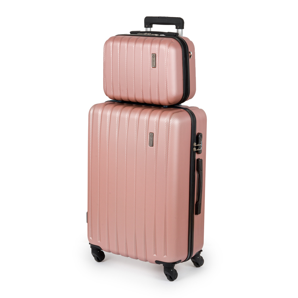Travel suitcase set Travel case + cabin suitcase 20' ABS STL902 pink