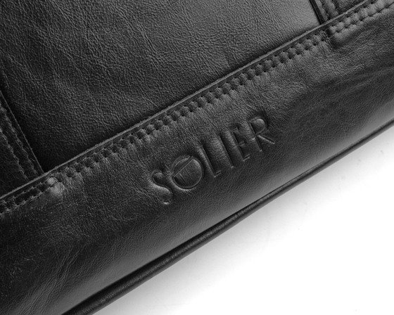 Black leather shoulder laptop bag SL02 ABERDEEN