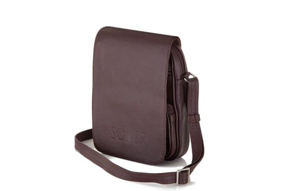 Brown leather messenger Ipad case SL32