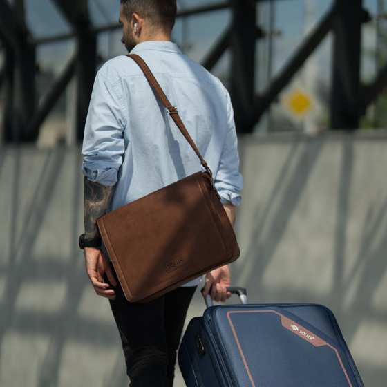 Brown men`s shoulder bag S11