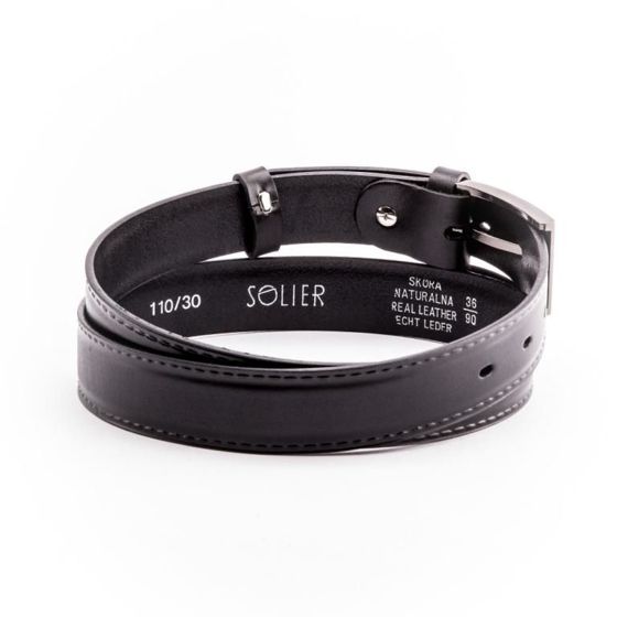 Elegant black leather belt SOLIER SB09