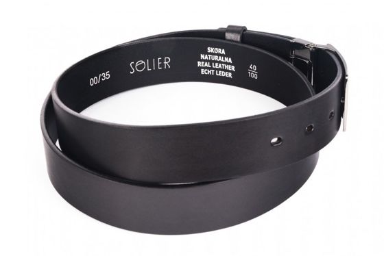 Elegant black leather belt SOLIER SB12
