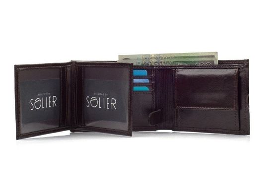 Elegant brown leather wallet SOLIER SW03B