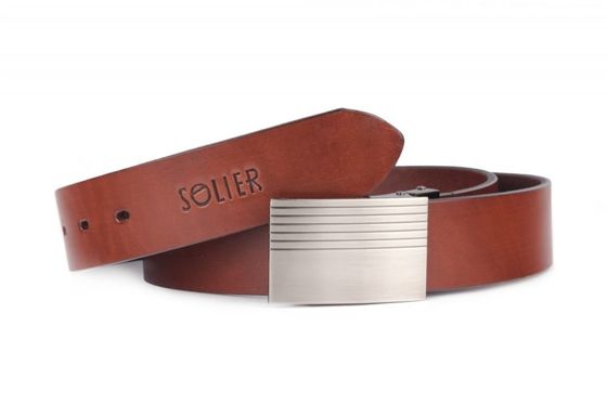 Elegant dark brown leather belt SOLIER SB12
