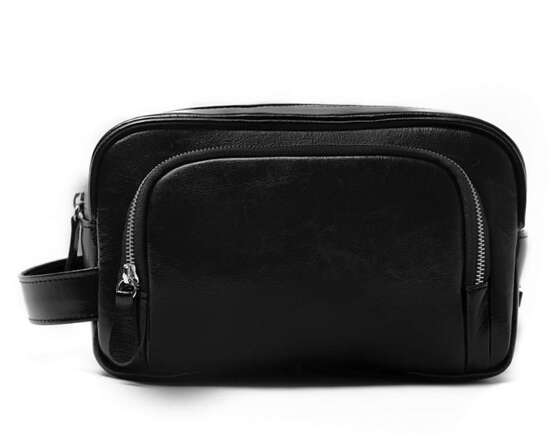 Elegant genuine leather men's beauty bag SK04 SOLIER black