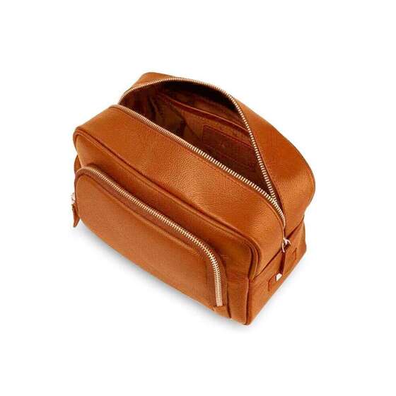 Elegant genuine leather men's beauty bag SK04 SOLIER vintage brown