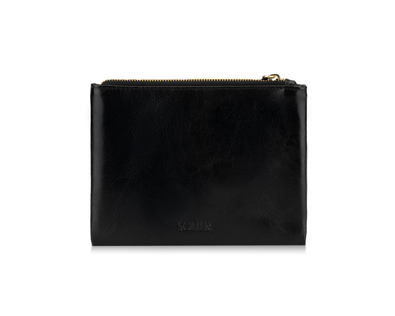 Elegant genuine leather women's beauty bag FK04 Solier black