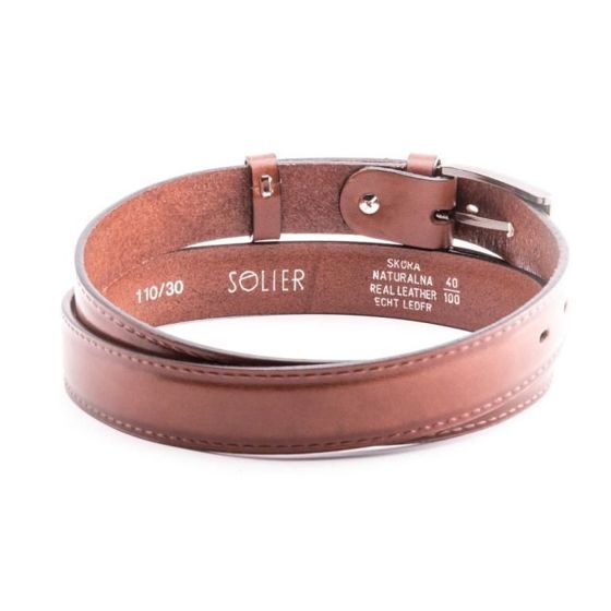 Elegant light brown leather belt SOLIER SB09
