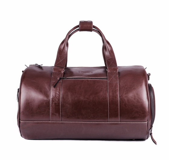 GENUINE LEATHER MEN'S WEEKEND BAG SL19 BRANDON MAROON