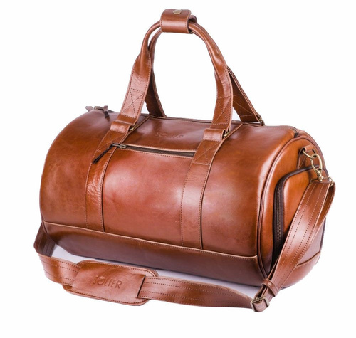 GENUINE LEATHER MEN'S WEEKEND BAG SL19 BRANDON VINTAGE BROWN Vintage Brown Bags \ Weekend bags