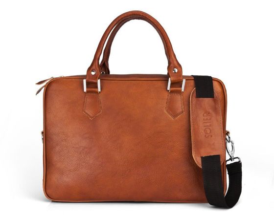 Genuine leather laptop bag Solier SL22 Kingston vintage brown