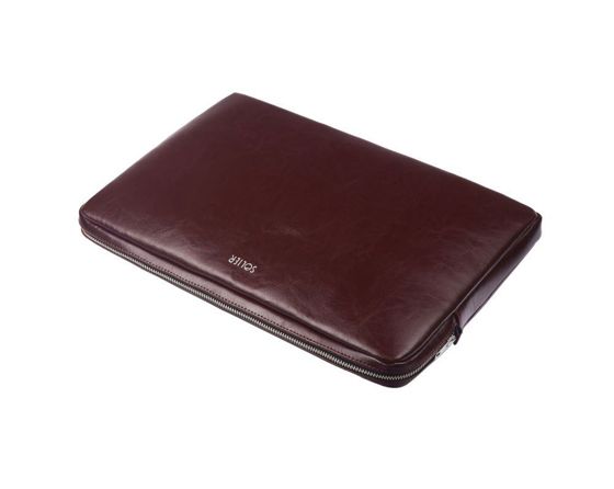 Genuine leather laptop case 15' Solier SA23A Burgundy