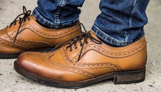 Genuine leather men's Brogue Shoes brown