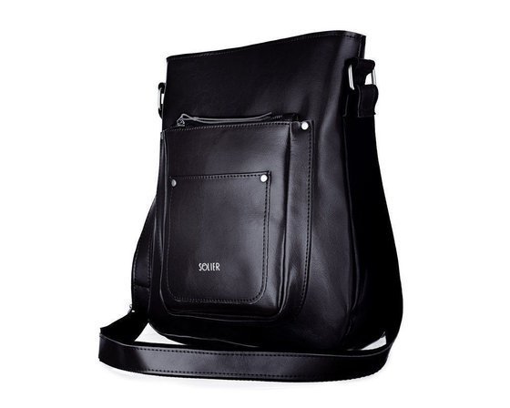 Genuine leather woman's messenger bag Parla FL21 black