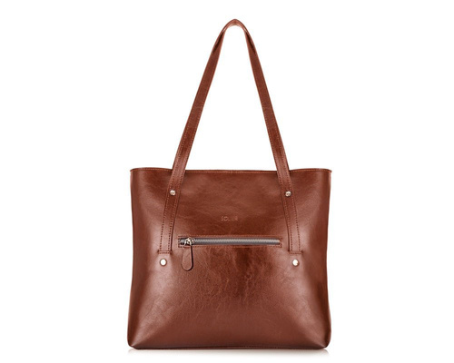 Genuine leather woman's shopper bag Parma FL23 vintage brown