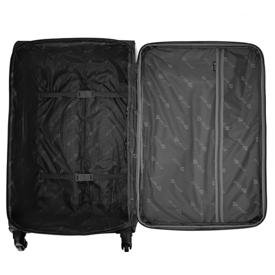 Large soft luggage XL Solier STL1651 dark grey-coffee