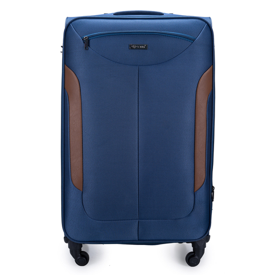 Large soft luggage XL Solier STL1801 navy-brown