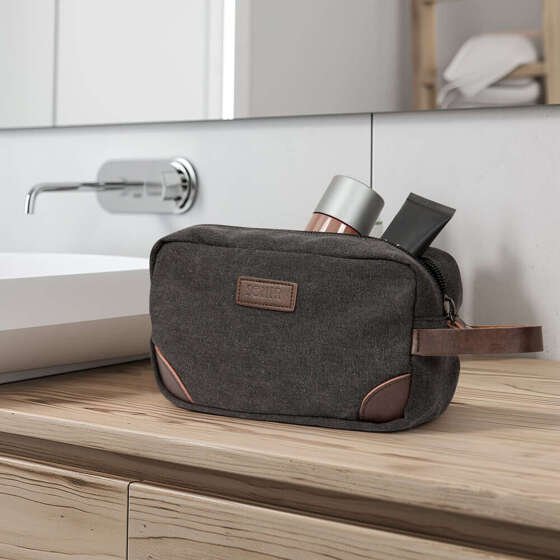 Men's canvas beauty bag SK05 dark grey