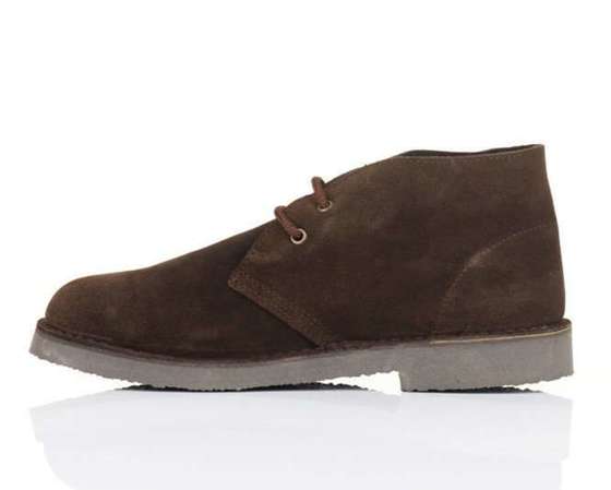 Men's stylish leather Chukka shoes / boots dark brown M467DBS