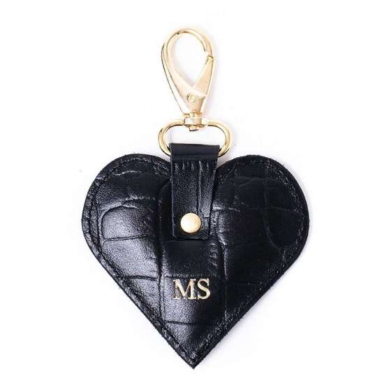 Personalised leather key ring Solier SA26 black snake