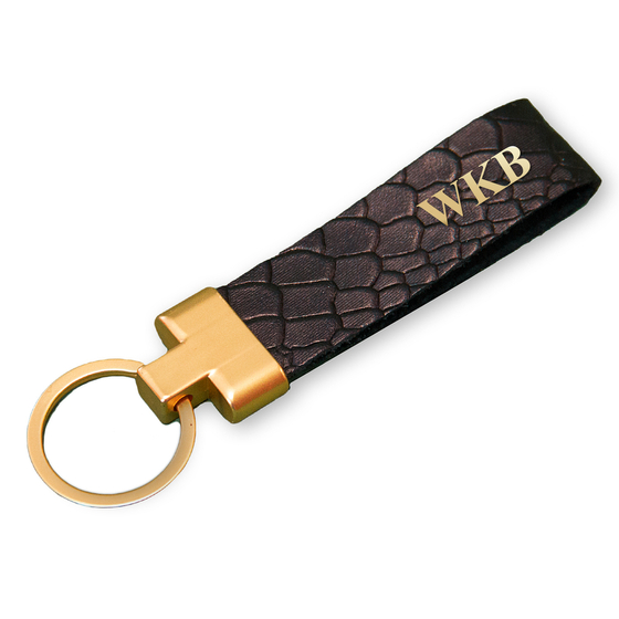 Personalised leather key ring Solier SA29 black snake