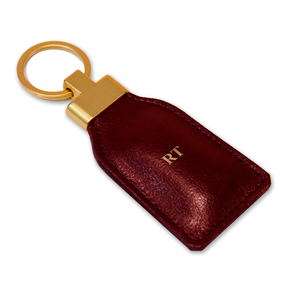 Personalised leather key ring Solier SA30 maroon