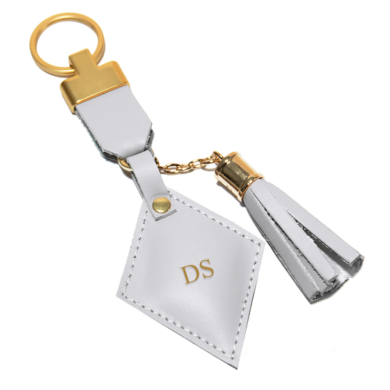 Personalised leather key ring Solier SA31 grey