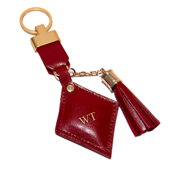 Personalised leather key ring Solier SA31 red