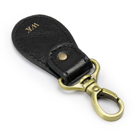 Personalised leather key ring Solier SA59 black