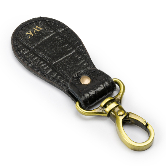 Personalised leather key ring Solier SA59 black snake