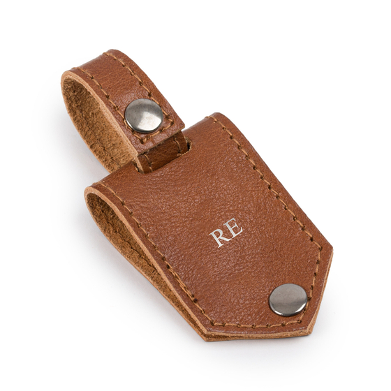 Personalised leather key ring Solier SA60 vintage brown vegetable tanned leather